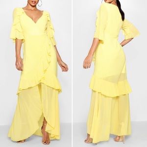 Boohoo Dresses - Boohoo Yellow Ruffle Maxi Dress Boohoo Dresses - Boohoo Yellow Ruffle Maxi Dress